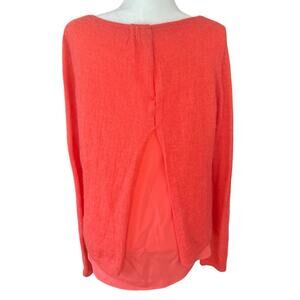 St. John Mohair, Alpaca, Silk Coral Pink Drape Oversized Burnout Sweater- Medium